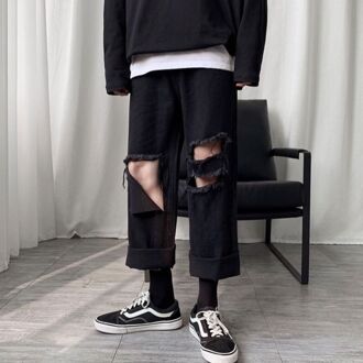 Mannen Jeans Zomer Gaten Enkellange Kwastje Effen Denim Broek Chic Mens Harajuku Hip-Hop Plus Size 3XL losse Retro Alle-Match XXXL