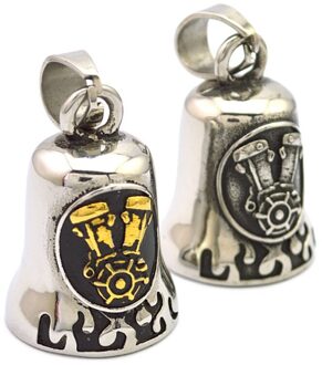 Mannen Jongen Roestvrij Staal Cool Eagle Biker Motorfiets Stijl Flaming Biker Bel Hanger Zilver