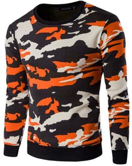 Mannen Jongens Fleece Trui aantrekken Camouflage Herfst Winter Lange mouwen Jas H020 oranje / S