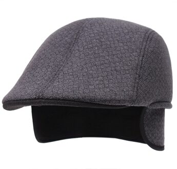 Mannen Katoen Krantenjongenspet Oorklepjes Winter Dikke Warme Platte Hoed Gehoorbescherming Vintage Solid Cap Casual Baretten Gatsby Rijden hoed