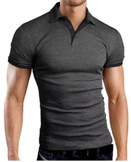 Mannen Klassieke Slim Tops Plus Size Causale Shirt Korte Mouw Hit Kleur Casual Eenvoudige Tops Effen Kleur Grijs Rood Grote size mannen wu grijs / M