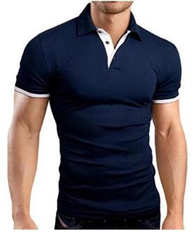 Mannen Klassieke Slim Tops Plus Size Causale Shirt Korte Mouw Hit Kleur Casual Eenvoudige Tops Effen Kleur Grijs Rood Grote size mannen wu marine / L