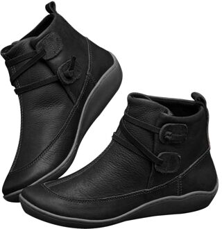 Mannen Laarzen Vintage Lederen Winter Schoenen Voor Mannen Snowboots Waterdicht Winter Schoenen Slip Op Unisex Ankle Winter Ronde Neus 37