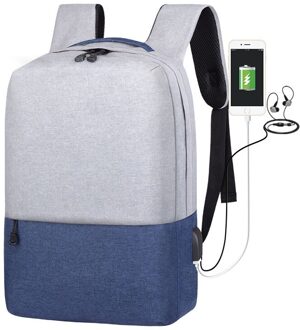 Mannen Laptop Mode Toevallige Rugzak Usb Opladen Rugzakken Computer Anti-Diefstal Tas School Rugzak Tas Reizen Rugzakken Mochila grijs-blauw Backpacks