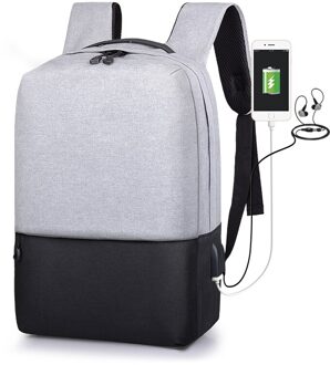 Mannen Laptop Mode Toevallige Rugzak Usb Opladen Rugzakken Computer Anti-Diefstal Tas School Rugzak Tas Reizen Rugzakken Mochila grijs-zwart Backpacks