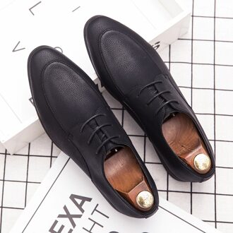 Mannen Lederen Schoenen Minimalistische Klassieke Zwart Derby Schoenen Basic Formele Zakelijke Office Schoenen Ronde Neus Platte Bruiloft Bruidegom Schoenen 40