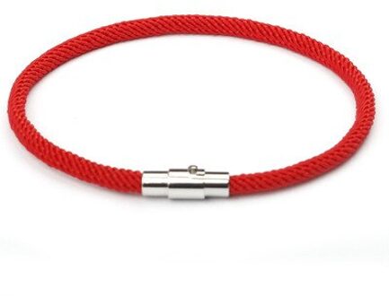 Mannen Lederen Wrap Armbanden Eenvoudige Zwarte Rvs Knop Liefhebbers Accessoires Hand Geweven Sieraden rood