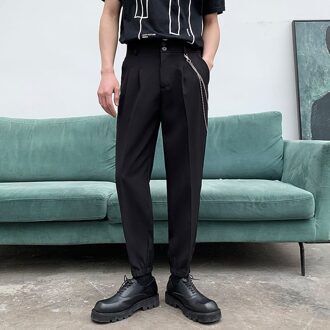 Mannen Losse Broek 9-Punt Zijden Witte Casual Broek Slim Fit Klassieke Formele Rechte Broek Mode Kantoor slijtage Pak Broek zwart / Xxl