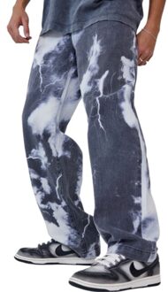 Mannen Losse Gedrukt Jeans Lightning Patroon Hip-Hop Denim Potlood Broek Lente Campus Jeugd Mode Jongen Persoonlijkheid Jeans Broek