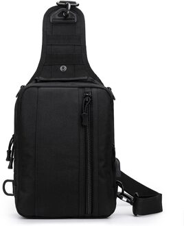 Mannen Messenger Bag Schouder Oxford Doek Borst Tassen Crossbody Casual Messenger Bags Man Usb Opladen Multifunctionele Handtas zwart