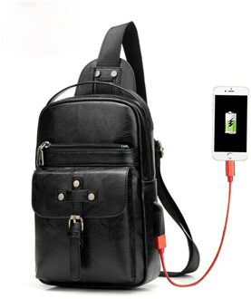 Mannen Mode Borst Tas Toevallige Schoudertas Grote Capaciteit Tablet Opbergtas Retro Messenger Bag Borst Grote Rugzak diep blauw