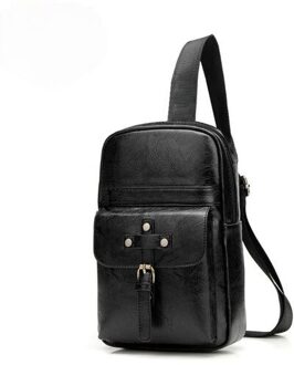 Mannen Mode Borst Tas Toevallige Schoudertas Grote Capaciteit Tablet Opbergtas Retro Messenger Bag Borst Grote Rugzak zwart