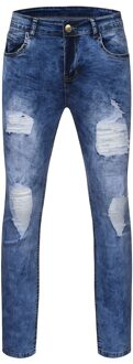 Mannen Mode Denim Hole Broek Stretch Broek Ripped Gebroken Man Torn Slim Skinny Denim Biker Jeans Streetwear broek XL