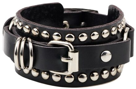 Mannen Mode Pu Lederen Punk Klinknagel Armbanden Mannelijke Hip Hop Straat Dagelijks Armband Sieraden BL6772BK