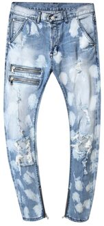 Mannen Mode Rits Skinny Stretch Denim Broek Slim Fit Jeans Broek Mannelijke Ripped Skinny Broek Dagelijks Straight Denim Broek 30