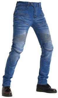 Mannen Mode Skinny Biker Jeans Motorfiets Denim Broek Voor Mannelijke Blauw / L