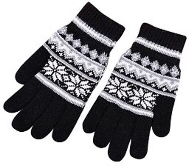Mannen Mode Winter Warm Bloemen Dikke Touchscreen Gebreide Stretch Glovess zwart