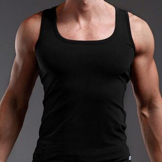 Mannen Ondergoed Katoen Tank Top Mannen Bodybuilding Singlet Mouwloze Slim Fit Vest Mannen Tank Tops zwart / M