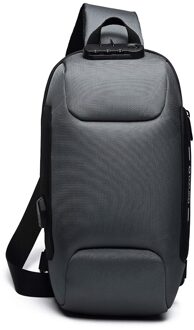 mannen Outdoor Stad Jogging Tassen Schoudertas Waterbestendig Oxford Doek Borst Pakken Mode Inbraakpreventie Borst tas donker grijs