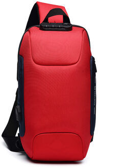 mannen Outdoor Stad Jogging Tassen Schoudertas Waterbestendig Oxford Doek Borst Pakken Mode Inbraakpreventie Borst tas rood