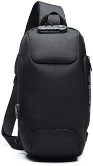 mannen Outdoor Stad Jogging Tassen Schoudertas Waterbestendig Oxford Doek Borst Pakken Mode Inbraakpreventie Borst tas zwart