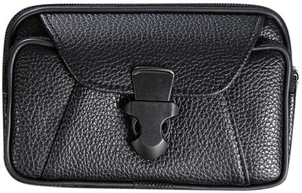 Mannen Outdoor Trend Effen Kleur Lychee Lederen Portemonnee Portemonnee Tas Portefeuilles Mini Портмоне Мужской Кошелек Portemonnees Para Mujer zwart