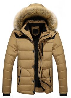 Mannen Outdoor Warme Winter Dikke Jas Plus Bont Kapmantel Jas Motorfiets Fiets Jas KH / XXXL