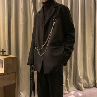 Mannen Pak Jassen Formele Mode Trend Jassen Persoonlijkheid Westerse Kleding Zwarte Kleur Bovenkleding M-XL