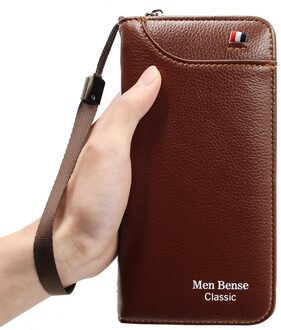 Mannen Portemonnee Lange Stijl Creditcardhouder Mannelijke Telefoon Portemonnee Rits Grote Capaciteit Pu Lederen Clutch Bag voor Mannen bruin