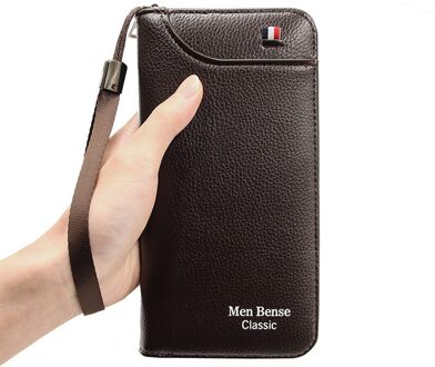 Mannen Portemonnee Lange Stijl Creditcardhouder Mannelijke Telefoon Portemonnee Rits Grote Capaciteit Pu Lederen Clutch Bag voor Mannen koffie