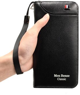 Mannen Portemonnee Lange Stijl Creditcardhouder Mannelijke Telefoon Portemonnee Rits Grote Capaciteit Pu Lederen Clutch Bag voor Mannen zwart