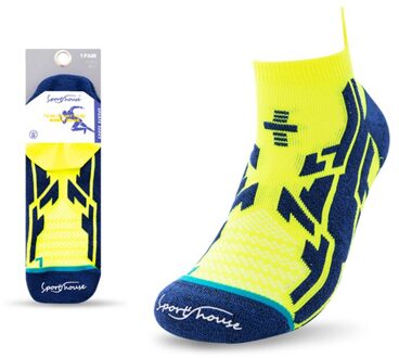 Mannen Professionele Ademend Running Sport Sokken Compressie Marathon Katoenen Sokken Zweet Absorptie Antislip Enkelsok 1 Paar geel