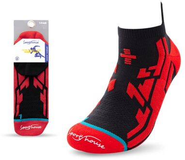 Mannen Professionele Ademend Running Sport Sokken Compressie Marathon Katoenen Sokken Zweet Absorptie Antislip Enkelsok 1 Paar zwart