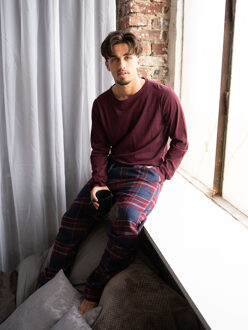 Mannen Pyjama broek Flanell Donkerblauw