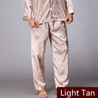 Mannen Pyjama Mannelijke Pyjama Herfst Lente Lange Sleep Bottoms Broek Moderne Stijl Nachtkleding Elastische Taille Homewear Leisure licht bruinen / L