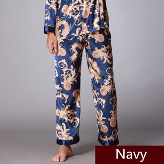 Mannen Pyjama Mannelijke Pyjama Herfst Lente Lange Sleep Bottoms Broek Moderne Stijl Nachtkleding Elastische Taille Homewear Leisure marine / XXXL