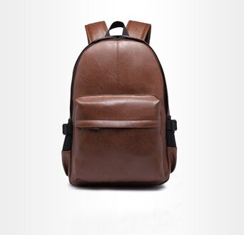 Mannen Rugzak Lederen Laptop Schooltas Pack Rugzak Schooltas Mode Waterdichte Reistas Toevallige Lederen Boekentas Voor Mannelijke donker koffie