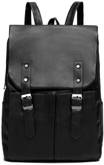 Mannen Rugzak Pu Leer Waterdichte Rugzak Mode Reistas Preppy Stijl Toevallige Schooltas Voor Tieners Laptop Rugzak zwart
