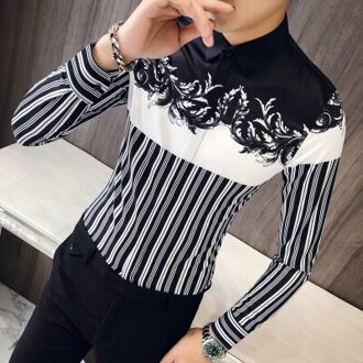 Mannen Shirt Brand Slim Fit Casual Print Sociale Shirts Jurk Lange Mouwen Koreaanse Gestreepte Shirts Mannen Kleding Chinese Size XXL