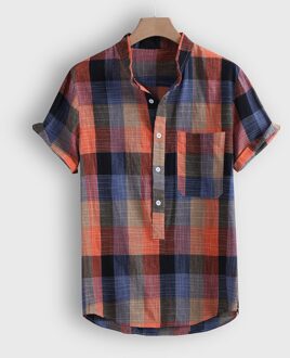 Mannen Shirt Zomer Streetwear Casual Korte Mouw Camisa Plaid Print Strand Hawaii Straat Mannen Kleding Camisa Masculina Xxl