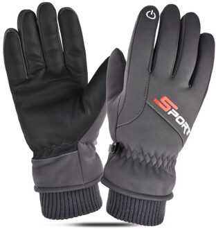 Mannen Ski Handschoenen Kasjmier Warme Touch Screen Palm Non-Slip Waterdichte Pols Sluiten Winddicht Sport Tool Grijs