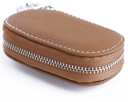 Mannen Sleutelhouder Huishoudster Lederen Auto Key Portemonnees Keys Organizer Vrouwen Sleutelhanger Covers Zipper Key Case Bag Unisex Pouch Purse Brwon