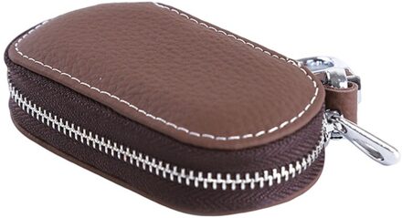 Mannen Sleutelhouder Huishoudster Lederen Auto Key Portemonnees Keys Organizer Vrouwen Sleutelhanger Covers Zipper Key Case Bag Unisex Pouch Purse koffie