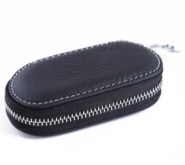 Mannen Sleutelhouder Huishoudster Lederen Auto Key Portemonnees Keys Organizer Vrouwen Sleutelhanger Covers Zipper Key Case Bag Unisex Pouch Purse zwart