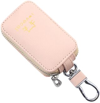 Mannen Sleutelhouder Huishoudster Lederen Auto Portefeuilles Toetsen Organisator Vrouwen Sleutelhanger Covers Zipper Key Case Bag Unisex Pouch Purse Roze
