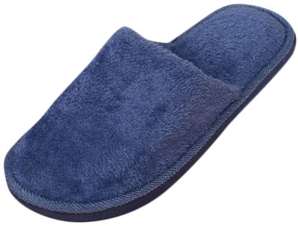 Mannen Slipper Effen Kleur Herfst En Winter Thuis Slipper Voor Mannen Thuis Pluche Zachte Slippers Binnenshuis Anti-slip Winter Schoenen #4 Marineblauw / 42-43