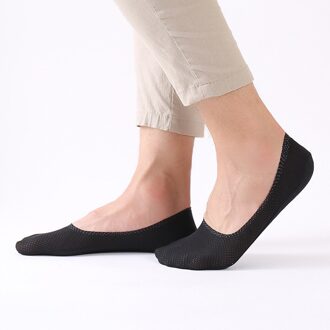 Mannen Sokken Katoen Korte Zomer Zachte Ademende Ice Zijden Sokken Mens Katoen Ijs Zijde Zacht Antislip Dunne sport K916 zwart