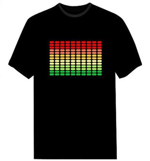Mannen Sound Activated Led T-Shirt Light Up Flashing Rock Disco Equalizer Korte Mouw Led T-shirt XXL