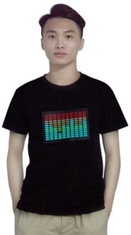 Mannen Sound Activated Led T-Shirt Light Up Flashing Rock Disco Equalizer Korte Mouw Led T-shirt XXXL