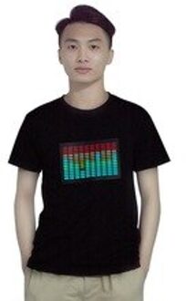 Mannen Sound Activated Led T-shirt Light Up Flashing Rock Disco Equalizer Korte Mouw Led T-shirt